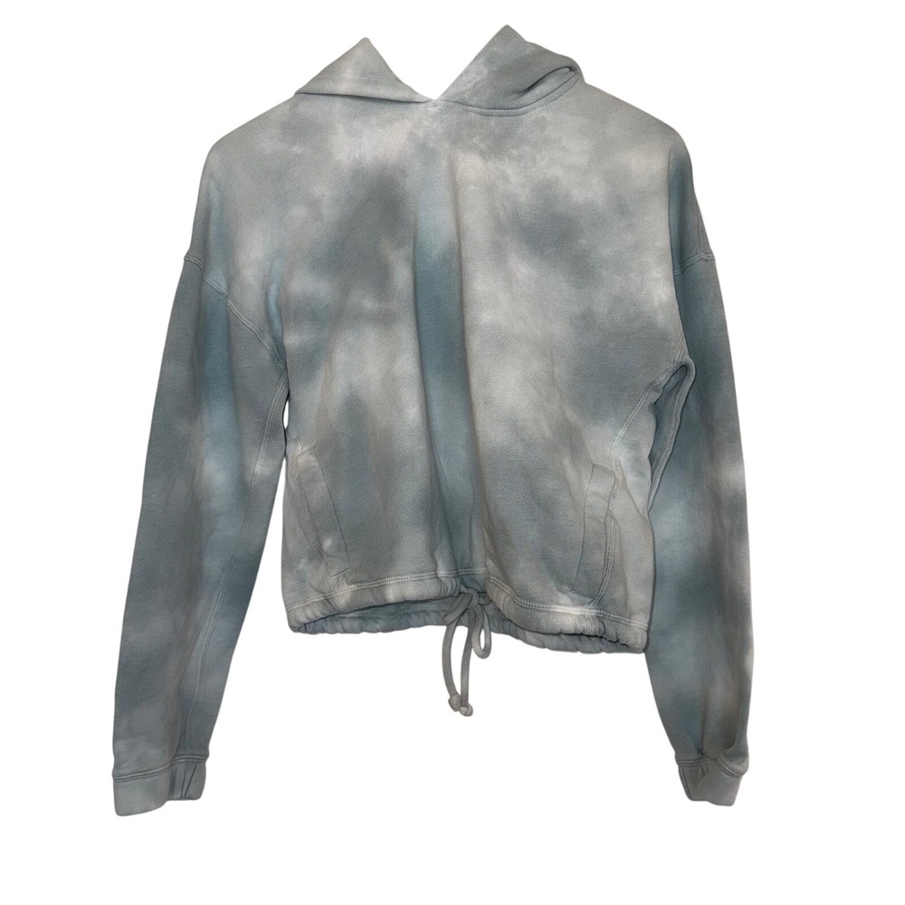 Abercrombie & Fitch Hoodie Women XS Blue White Excellent Tie Dye Drawstring Hem